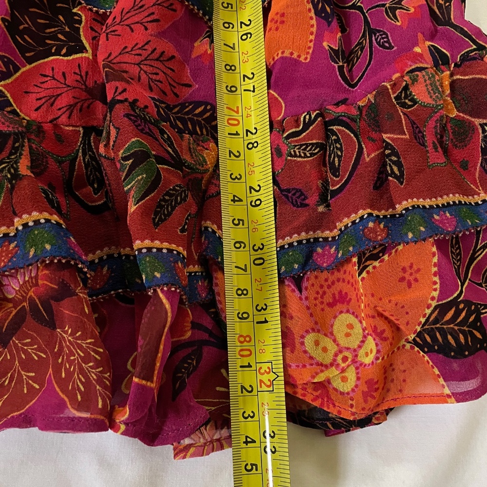 Farm Rio Dress Tropical Tapestry Long-Sleeve Tiered Mini Boho Small - Picture 6 of 13